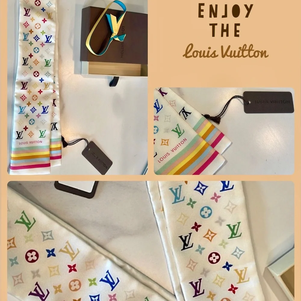 NWT 🌹Ltd Edition Louis Vuitton SILK Takashi Murakami Bandeau Twilly - Picture 5 of 12